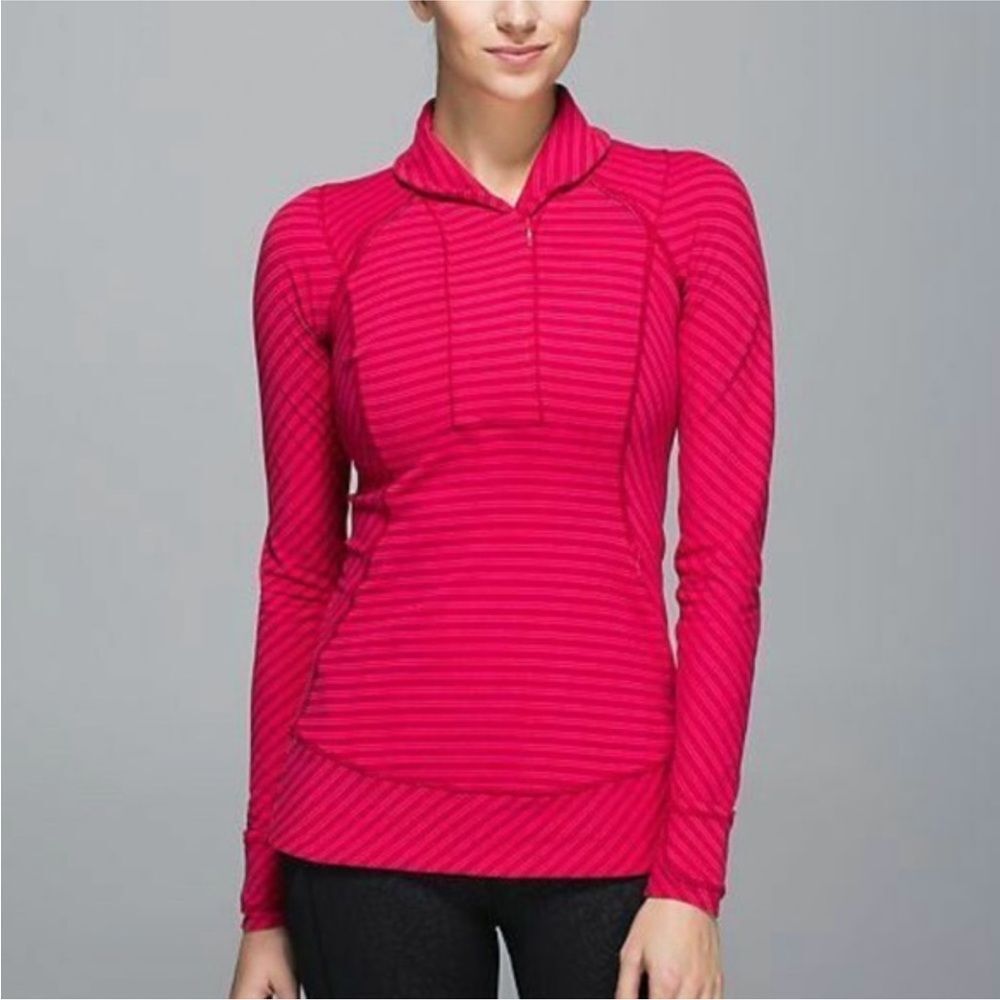 Lululemon Think Fast pullover Stripe Boom Juice Deepest Cranberry